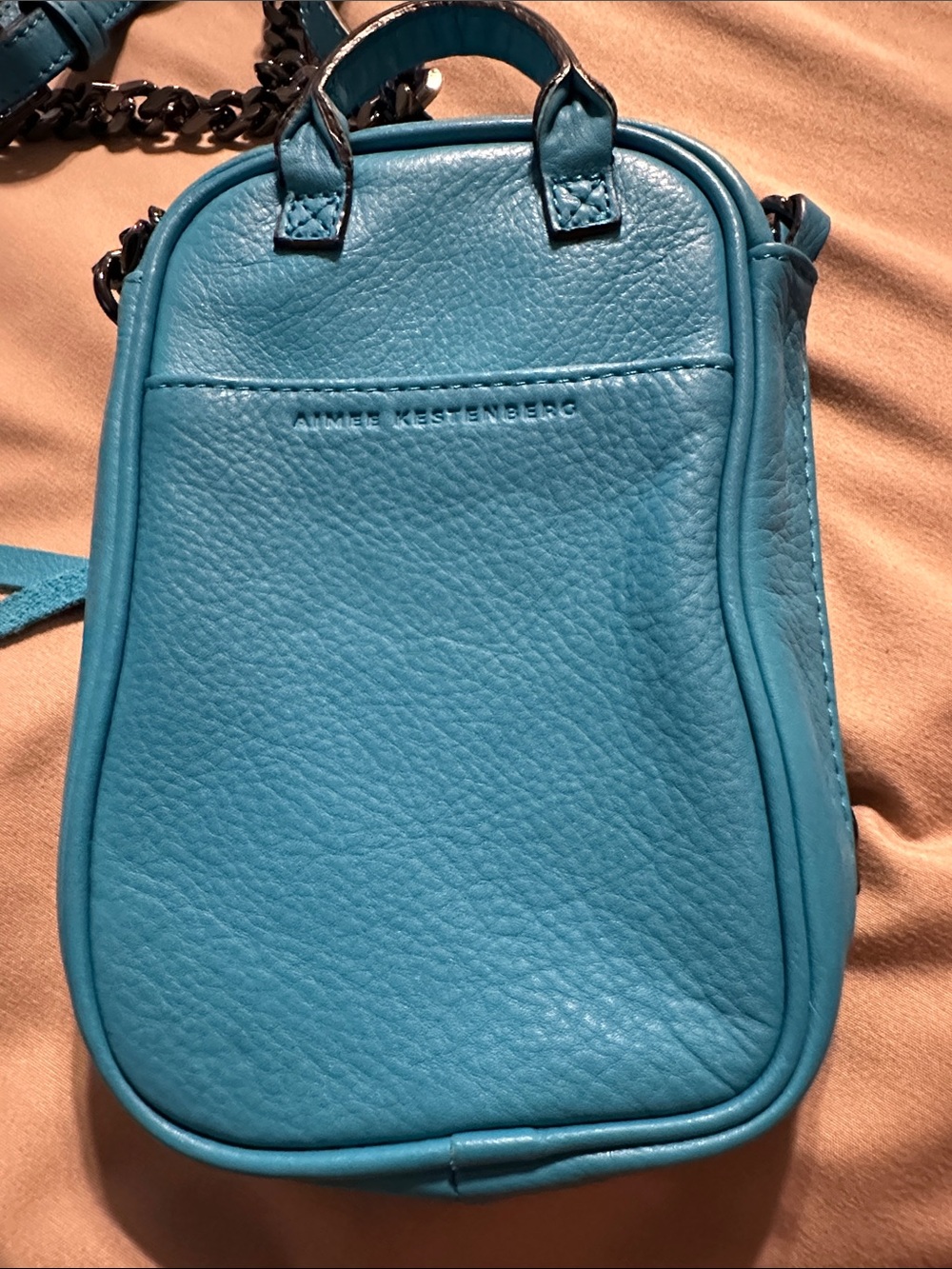 Teal Leather Aimee KestenbergCrossbody Bag with Chain Strap - Picture 4 of 9